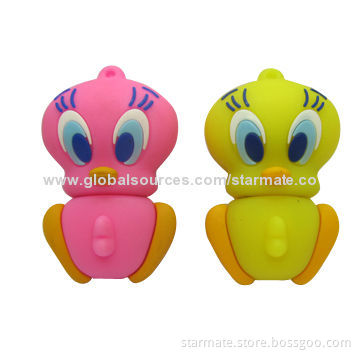 Bird-shaped USB Flash Drives, Made of Rubber, High-speed 2.0 Interface